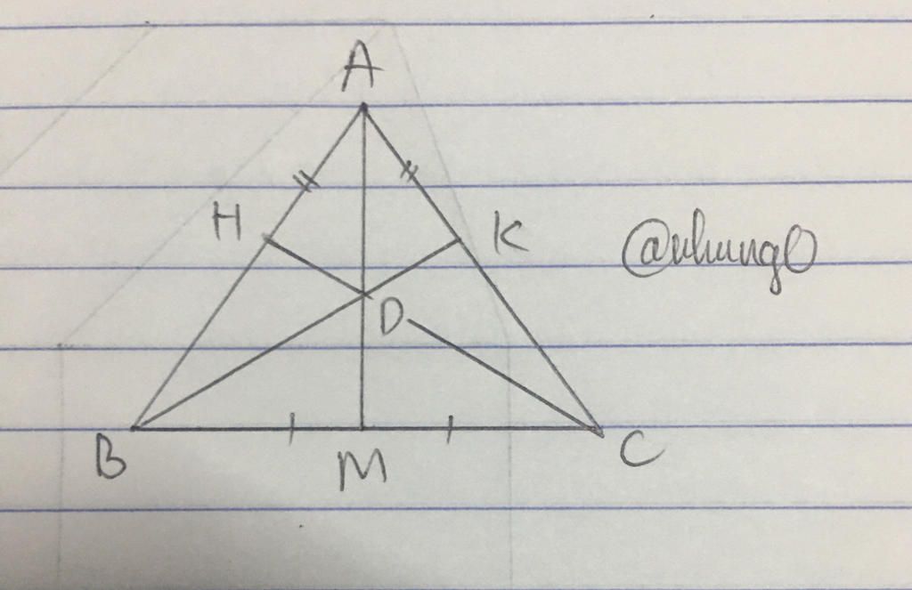 Toán Lớp 7 Cho tam giác ABC có AB AC Gọi M là trung điểm của BC