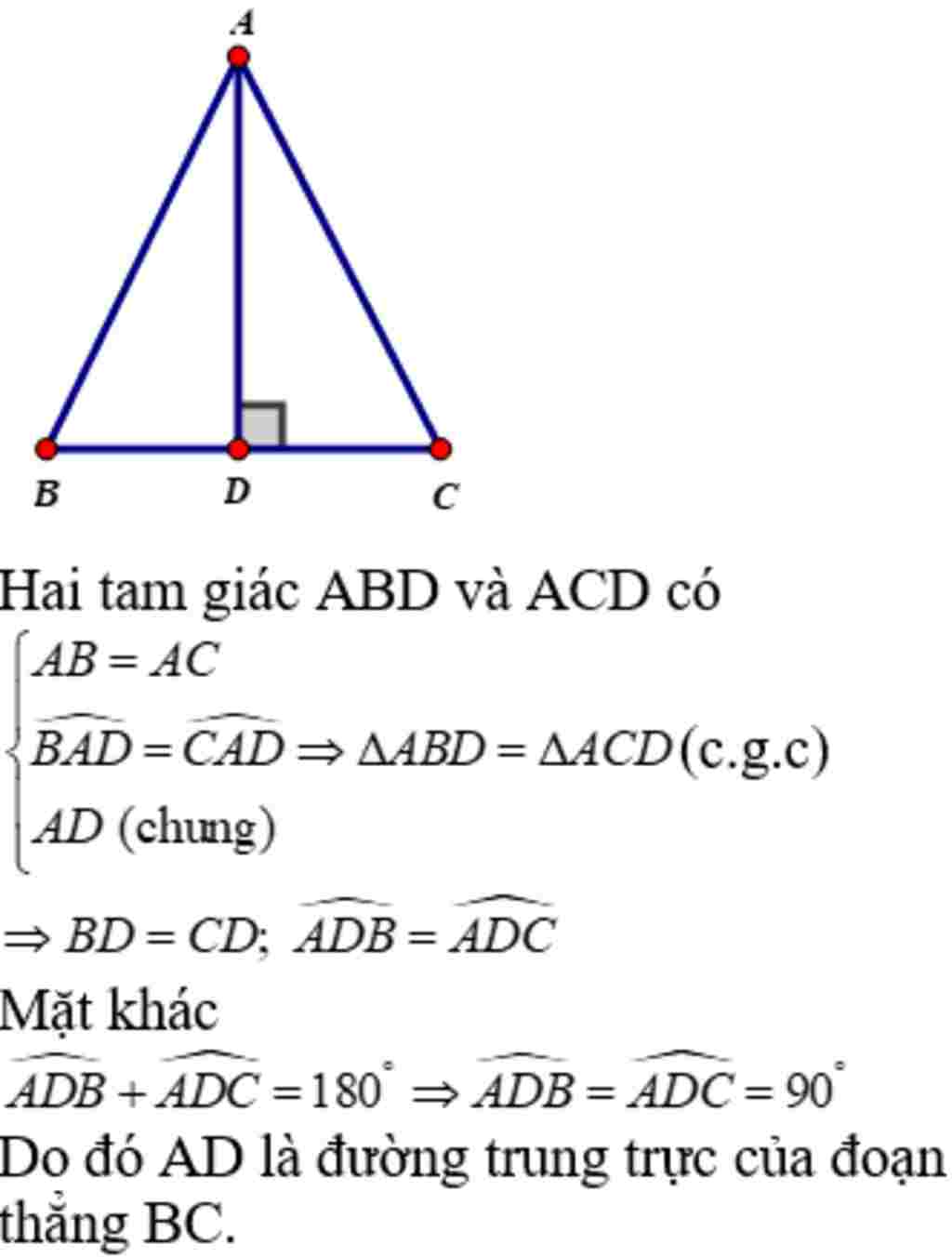 Toán Lớp 7 Cho tam giác ABC có AB AC Tia phân giác của góc BAC cắt