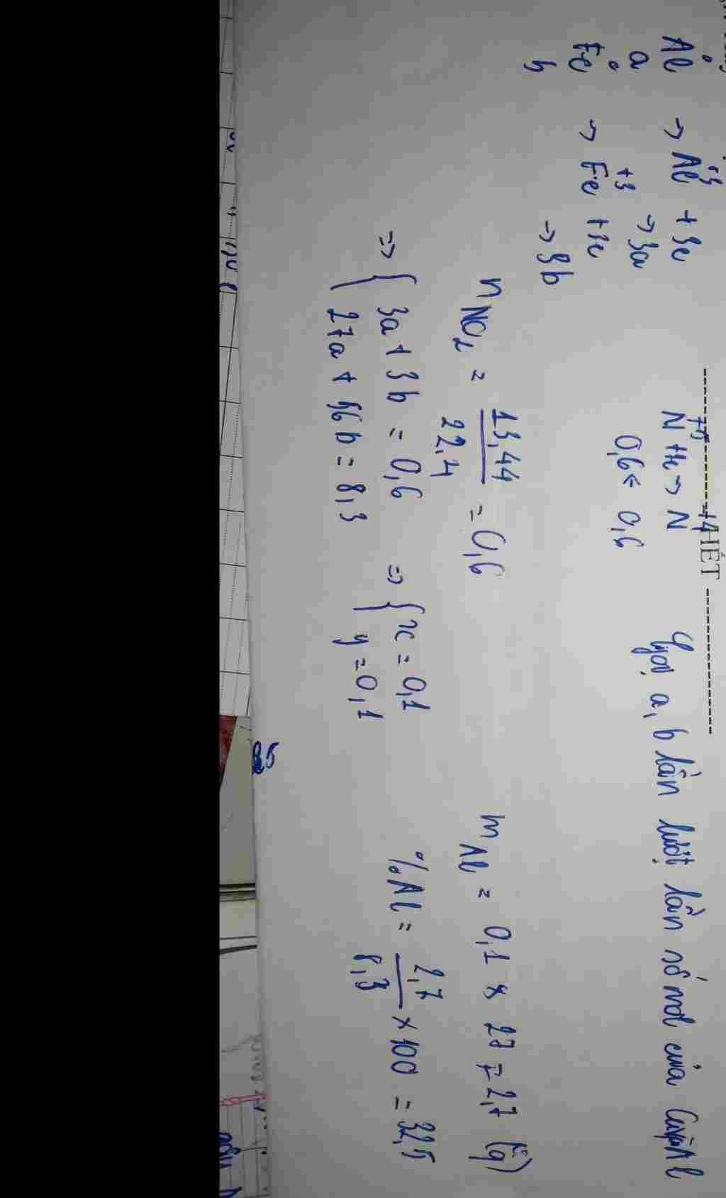 hoa-hoc-lop-10-4-cho-8-3-gam-al-va-fe-tac-dung-voi-hno3-thu-duoc-13-44-lit-khi-no2-dktc-ac-dinh