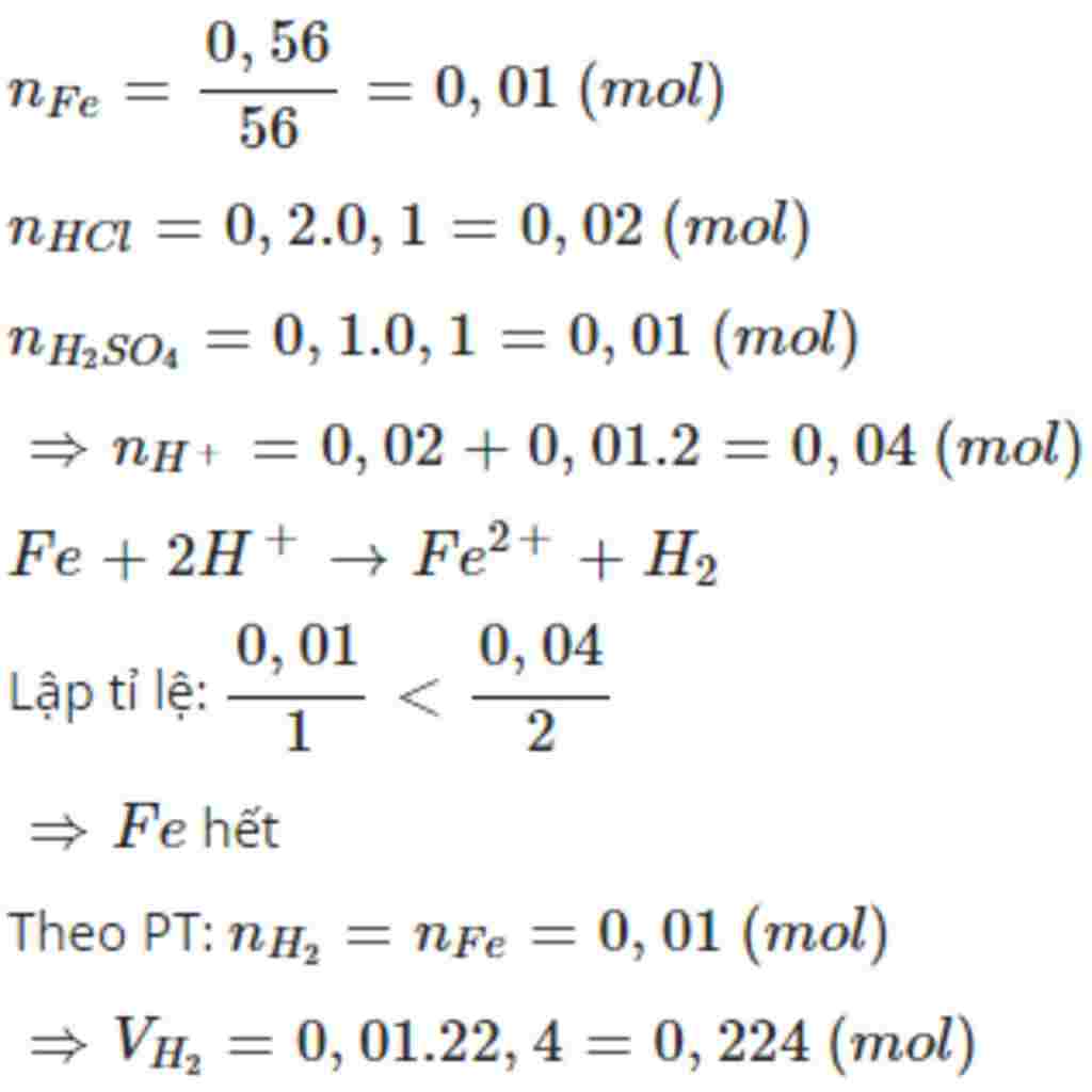 hoa-hoc-lop-10-hoa-tan-0-56-gam-fe-vao-100ml-hon-hop-hcl-0-2m-va-h2so4-0-1m-thu-duoc-v-lit-h2-dk