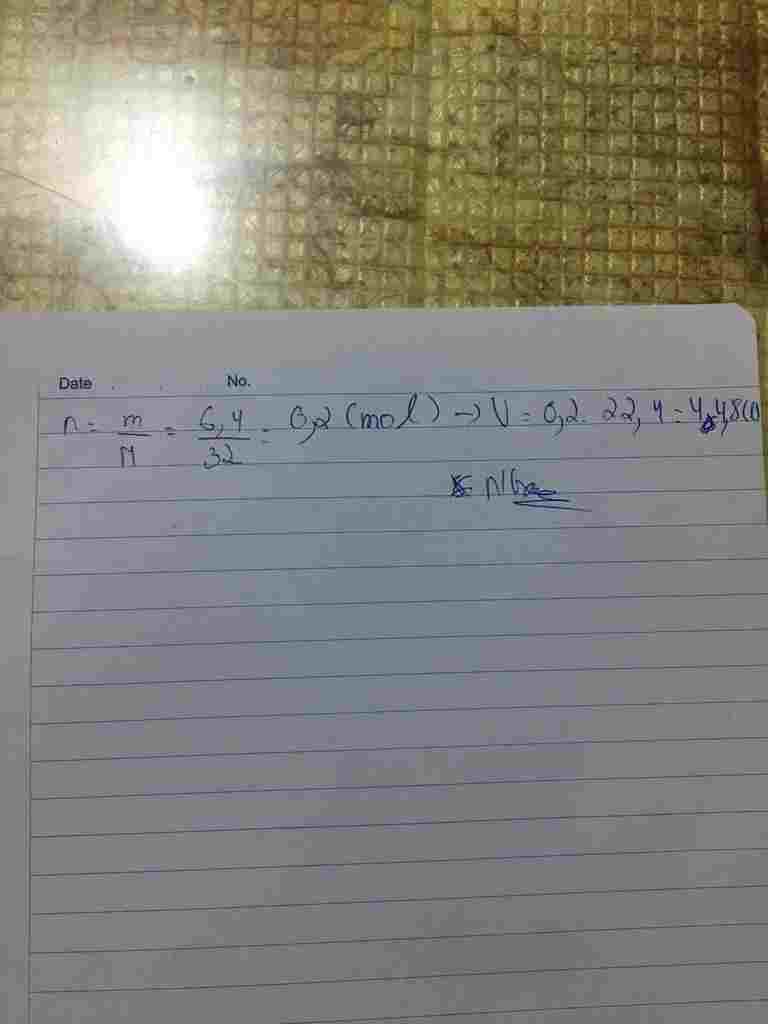 hoa-hoc-lop-8-64g-khi-oi-o-dieu-kien-tieu-chuan-co-the-tich-la-a-22-4-lit-b-11-2-lit-c-44-8-lit