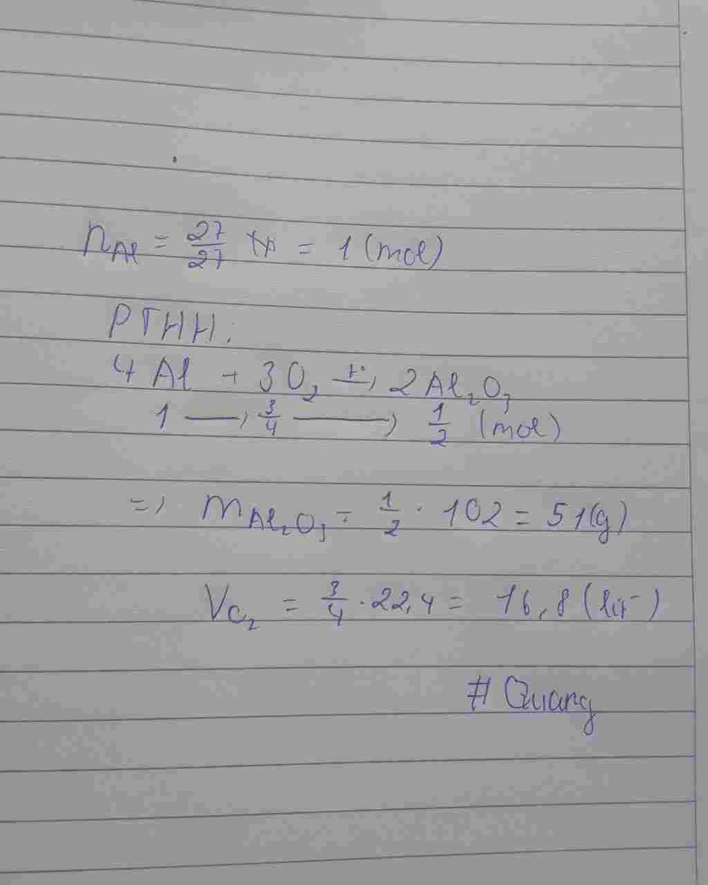 hoa hoc lop 8 cau 2 dot chay hoan toan 27 gam al trong oi thu duoc al2o3 tinh khoi luong al2o3th hoa-hoc-lop-8-cau-2-dot-chay-hoan-toan-27-gam-al-trong-oi-thu-duoc-al2o3-tinh-khoi-luong-al2o3th