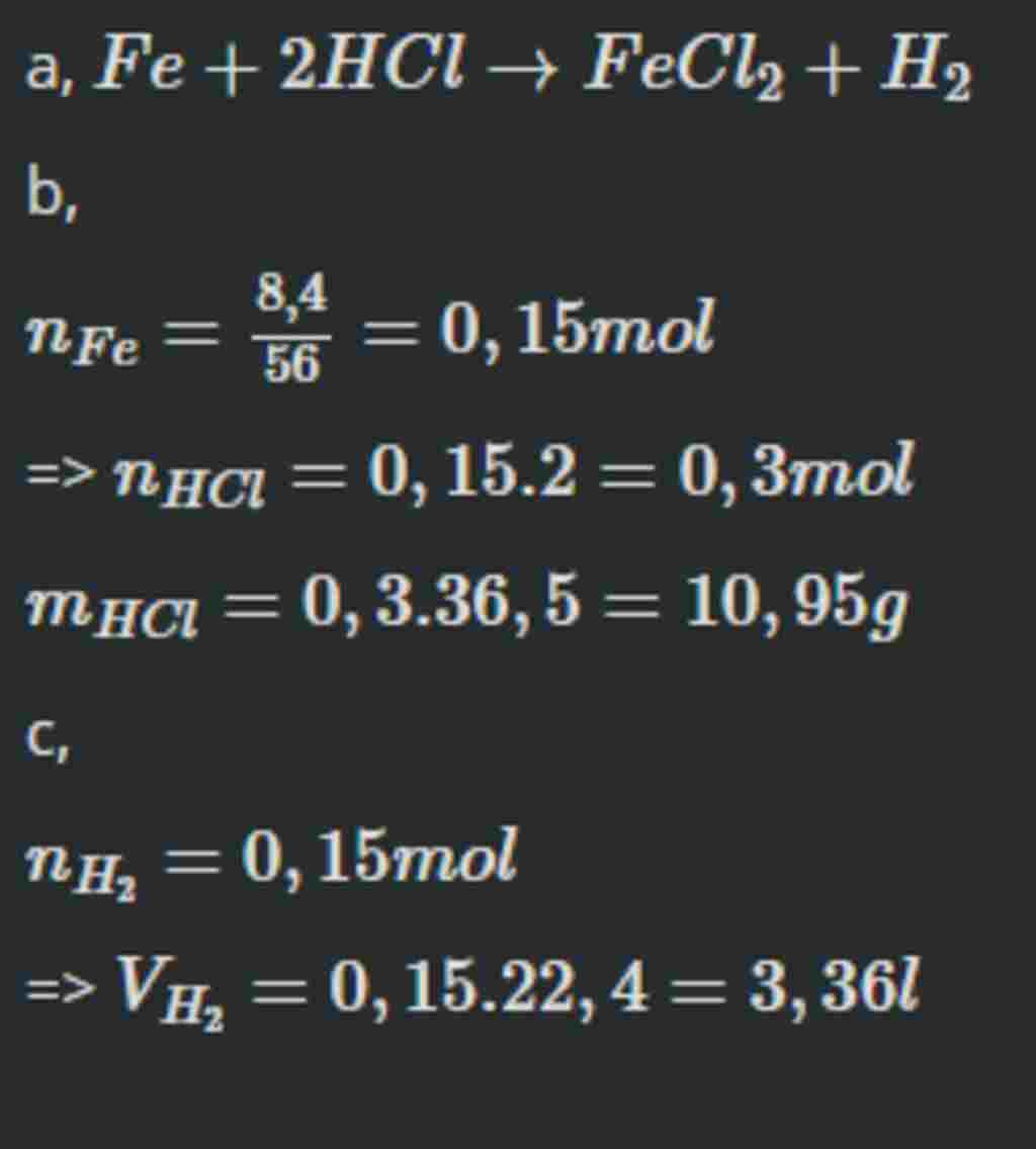 hoa-hoc-lop-8-cau-3-2-diem-cho-8-4g-bot-sat-tac-dung-voi-ait-clohidric-tao-thanh-sat-ii-clorua-v