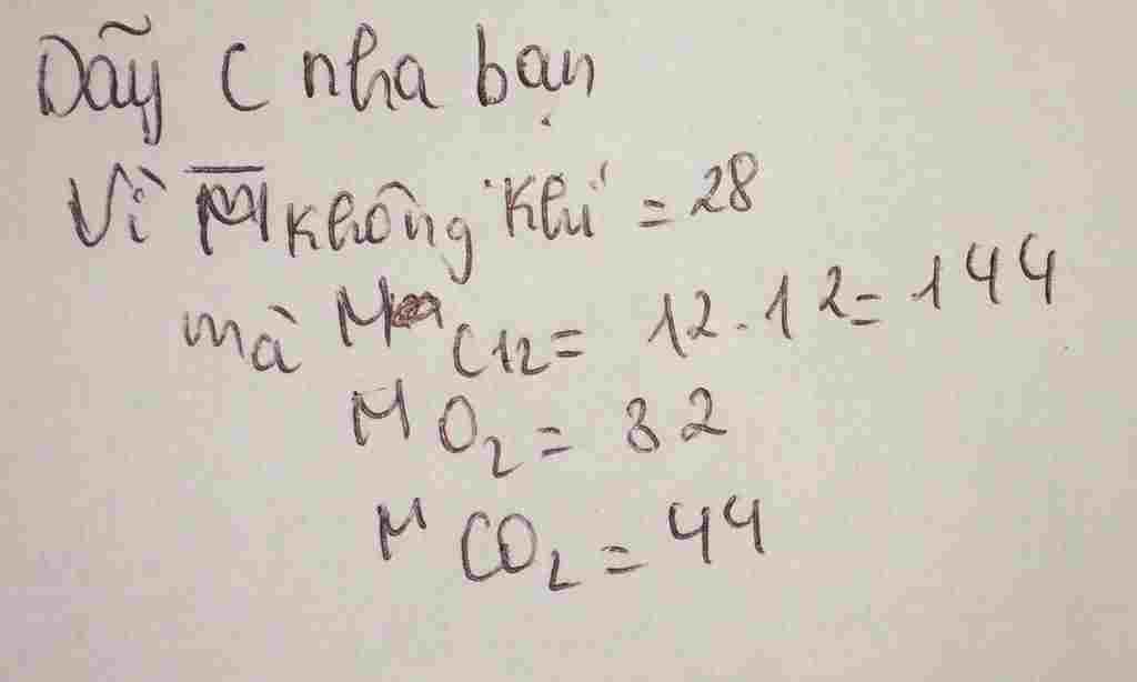 hoa-hoc-lop-8-day-chat-khi-nao-sau-day-nang-hon-khong-khi-a-h2-02-co2-b-n2-02-nh3-c-c12-02-co2-d