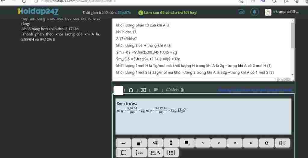 hoa-hoc-lop-8-hay-tim-cong-thuc-hoa-hoc-cua-khi-a-biet-rang-khi-a-nang-hon-khi-hidro-la-17-lan-t