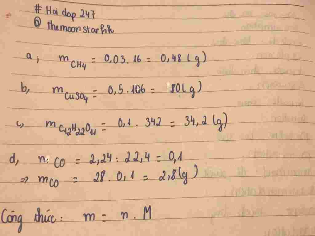 hoa-hoc-lop-8-hay-tinh-khoi-luong-cua-a-0-03-mol-khi-ch4-b-0-5-mol-cuso4-c-0-1-mol-duong-c12h22o