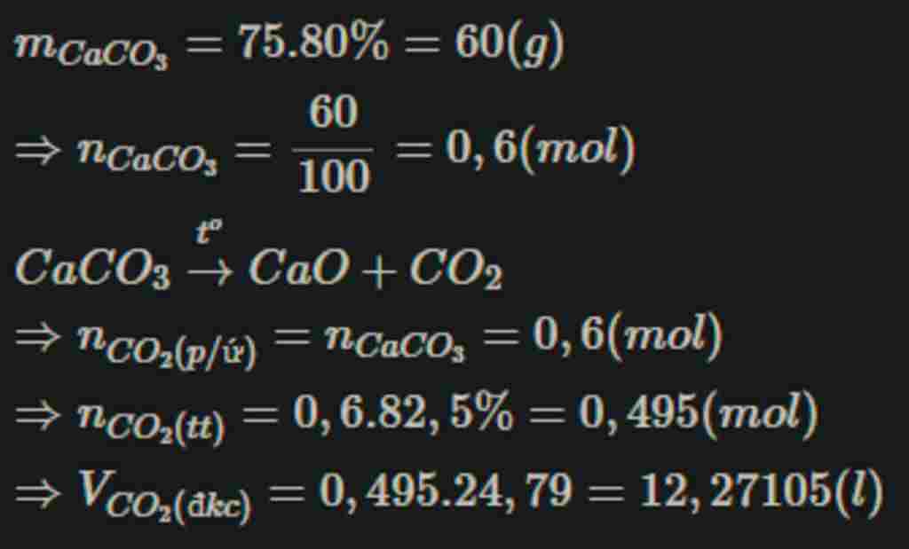 hoa-hoc-lop-8-nung-75-gam-da-voi-chua-80-caco3-con-lai-la-tap-chat-tro-thu-duoc-bao-nhieu-lit-co