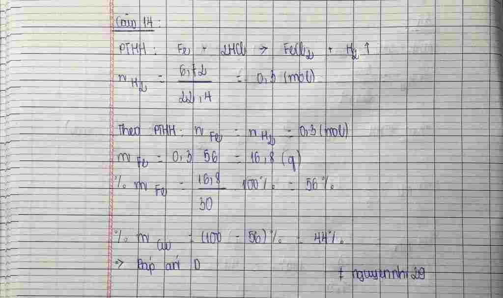 hoa-hoc-lop-9-cau-14-cho-30g-hon-hop-hai-kim-loai-sat-va-dong-tac-dung-voi-dd-hcl-du-sau-khi-pha