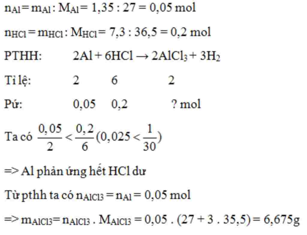 hoa-hoc-lop-9-cho-1-35-gam-al-vao-dung-dich-chua-7-3-gam-hcl-khoi-luong-muoi-nhom-tao-thanh-la-a