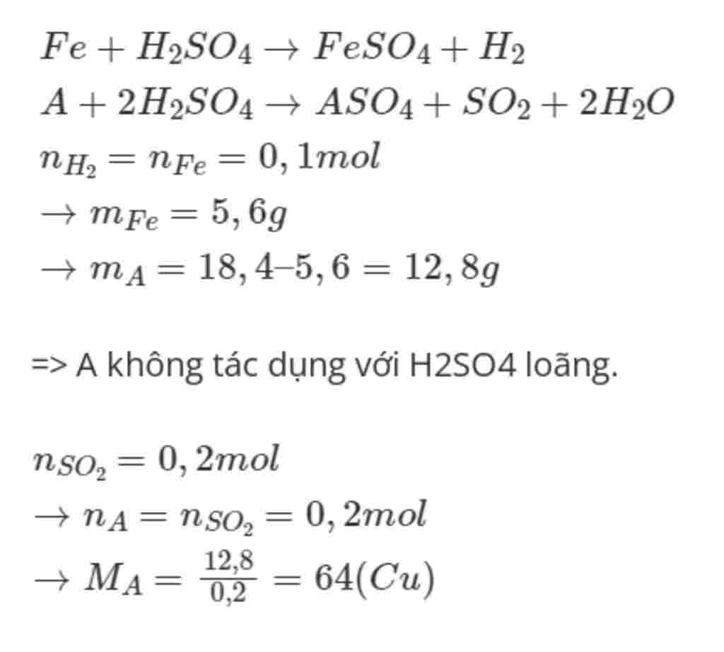 hoa-hoc-lop-9-cho-18-4g-hon-hop-fe-va-mot-kim-loai-a-hoa-tri-ii-tac-dung-voi-h2so4-loang-du-thi