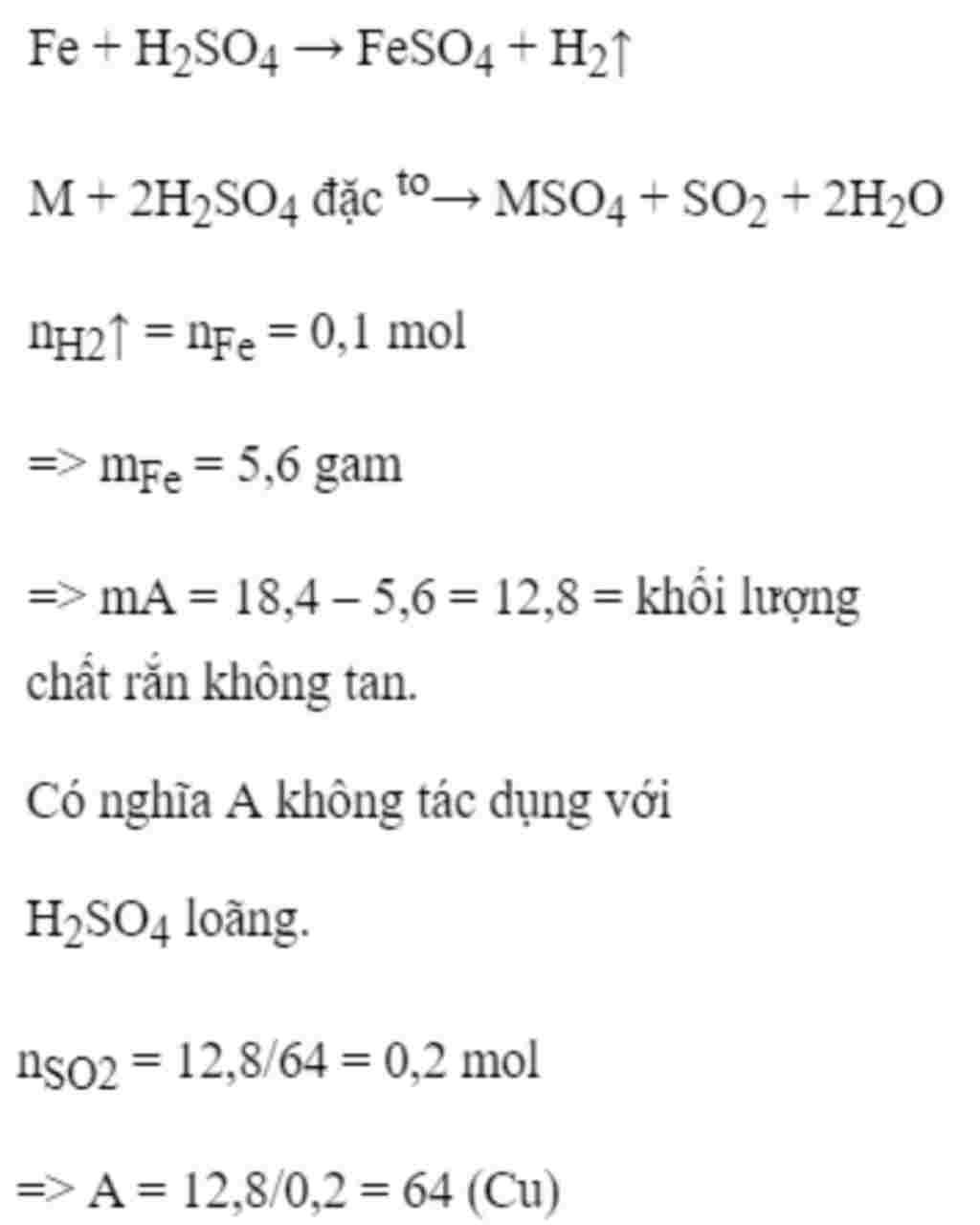hoa hoc lop 9 cho 18 4g hon hop fe va mot kim loai a hoa tri ii tac dung voi h2so4 loang du thi hoa-hoc-lop-9-cho-18-4g-hon-hop-fe-va-mot-kim-loai-a-hoa-tri-ii-tac-dung-voi-h2so4-loang-du-thi