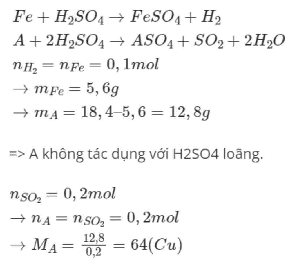 hoa-hoc-lop-9-cho-18-4g-hon-hop-fe-va-mot-kim-loai-a-hoa-tri-ii-tac-dung-voi-h2so4-loang-du-thi