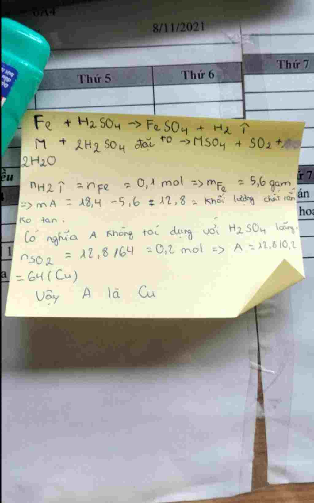 hoa-hoc-lop-9-cho-18-4g-hon-hop-fe-va-mot-kim-loai-a-hoa-tri-ii-tac-dung-voi-h2so4-loang-du-thi