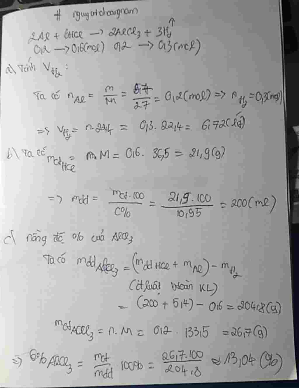 hoa-hoc-lop-9-cho-5-4-gam-al-tac-dung-vua-du-voi-dd-hcl-10-95-thu-duoc-dd-a-va-khi-b-a-tinh-the