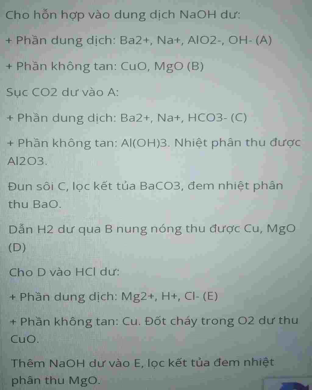 hoa-hoc-lop-9-mot-hon-hop-gom-bao-mgco3-al2o3-cuo-trinh-bay-phuong-phap-tach-rieng-tung-chat-tu