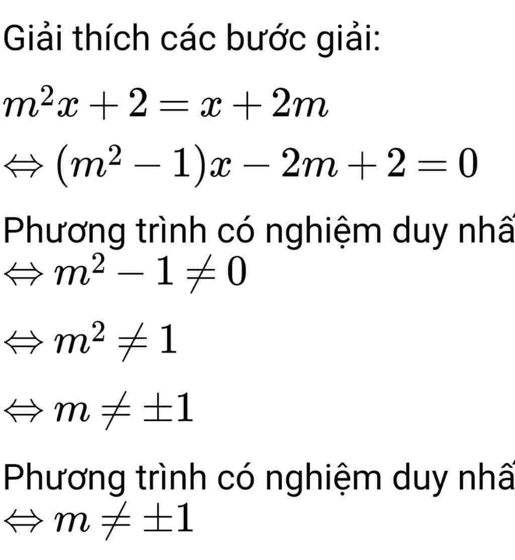 Toán Lớp 10: tìm m để pt m^2x+2=x+2m có 1 nghiệm duy nhất toan-lop-10-tim-m-de-pt-m-2-2-2m-co-1-nghiem-duy-nhat