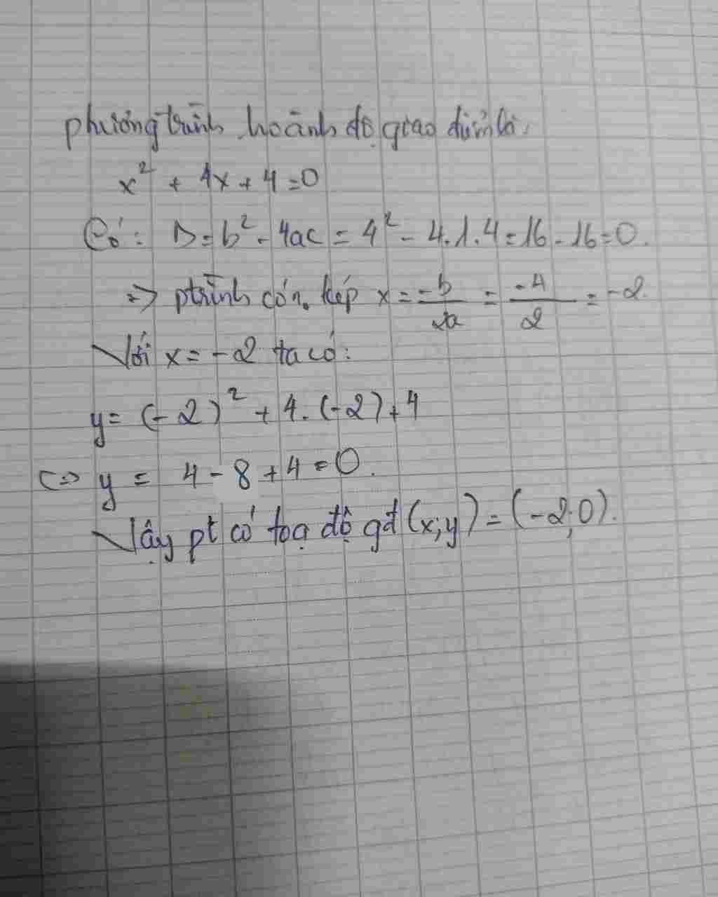 Toán Lớp 10: Tìm toạ độ giao điểm của các đồ thị hàm số sau y = x ^ 2 + 4x + 4 và y = 0 toan-lop-10-tim-toa-do-giao-diem-cua-cac-do-thi-ham-so-sau-y-2-4-4-va-y-0