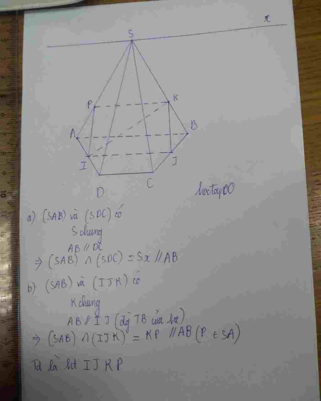 Toán Lớp 11: Cho hình chóp S.ABCD có đáy ABCD là hình thang (đáy lớn AB). Gọi I, J lần lượt là trung điểm AD và BC , K là điểm trên cạnh SB sao cho toan-lop-11-cho-hinh-chop-s-abcd-co-day-abcd-la-hinh-thang-day-lon-ab-goi-i-j-lan-luot-la-trung