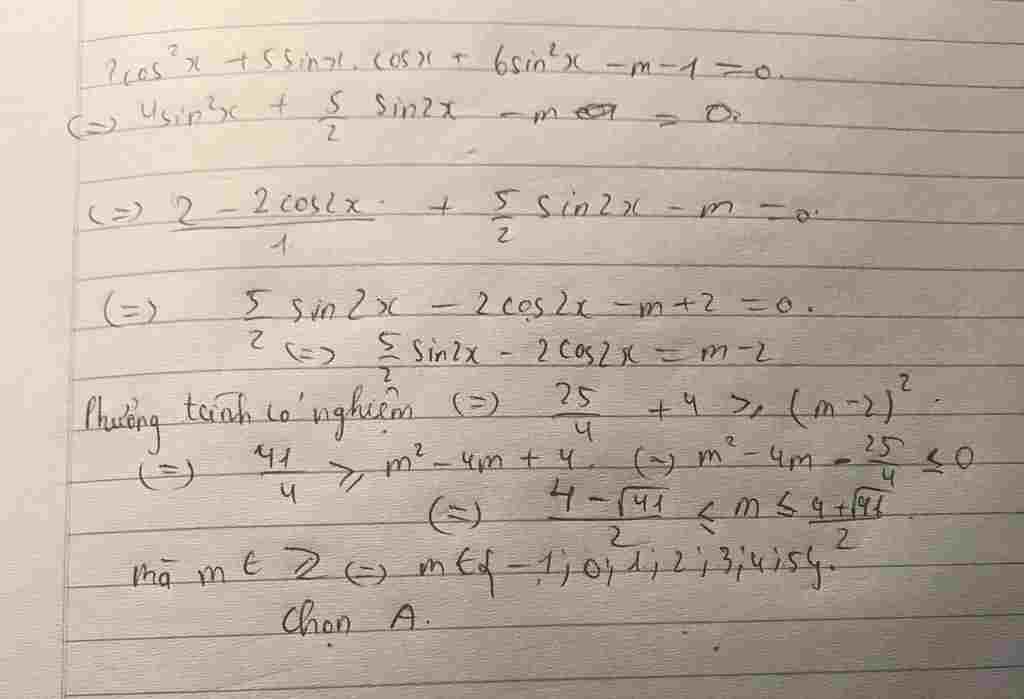 toan-lop-11-cho-phuong-trinh-2-cos-2-5-sin-cos-6-sin-2-m-1-0-m-la-tham-so-thuc-co-bao-nhieu-gia