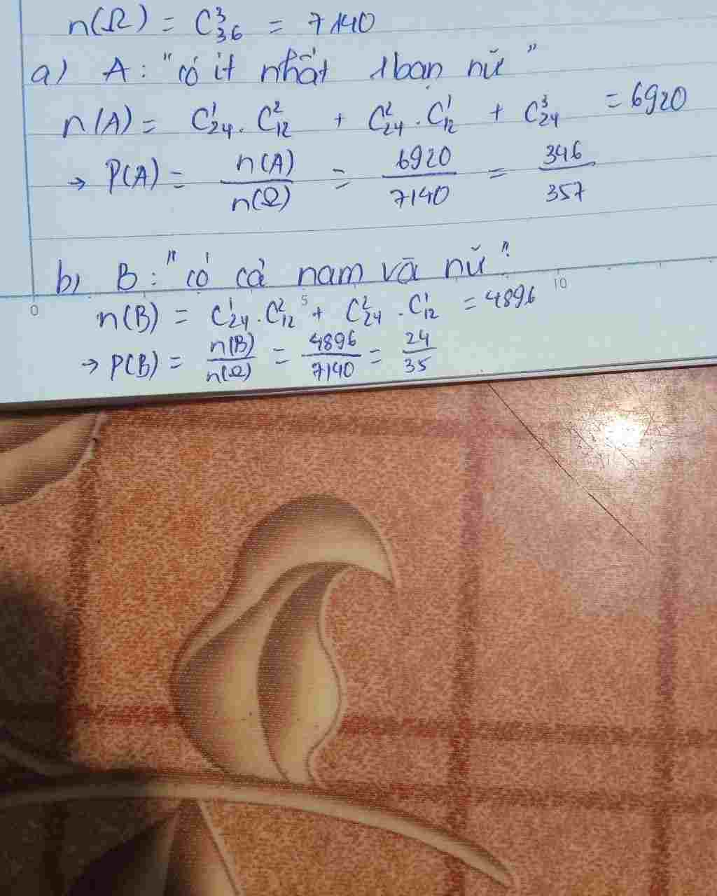 Toán Lớp 11: lớp 11a1 có 36 học sinh bao gồm 12 học sinh nam và 24 học sinh nữ. cô giáo muốn chọn 3 bạn đi dự đại hội. tính xác xuất để 3 bạn đó a. toan-lop-11-lop-11a1-co-36-hoc-sinh-bao-gom-12-hoc-sinh-nam-va-24-hoc-sinh-nu-co-giao-muon-chon