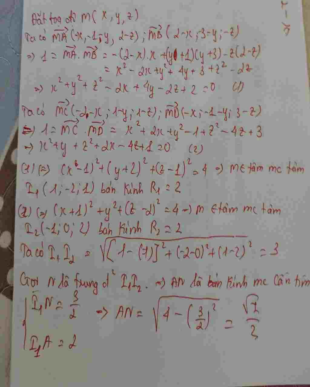 Toán Lớp 12: A(0;-1;2) B(2;-3;0) C(-2;1;1) D(0;-1;3) quỹ tích M sao cho $\overrightarrow{MA}$.$\overrightarrow{MB}$=$\overrightarrow{MC}$.$\overrig toan-lop-12-a-0-1-2-b-2-3-0-c-2-1-1-d-0-1-3-quy-tich-m-sao-cho-overrightarrow-ma-overrightarrow