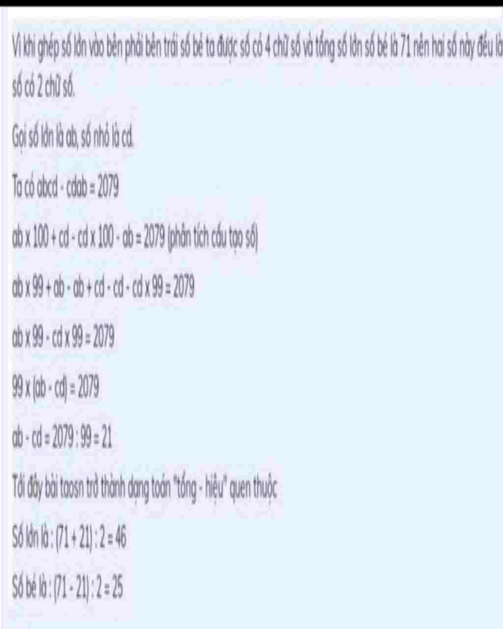 Toán Lớp 5: (0,5đ) : Tìm 2 số có hiệu là 71,01 biết rằng tích của số lớn với 0,1 thì được số bé. toan-lop-5-0-5d-tim-2-so-co-hieu-la-71-01-biet-rang-tich-cua-so-lon-voi-0-1-thi-duoc-so-be