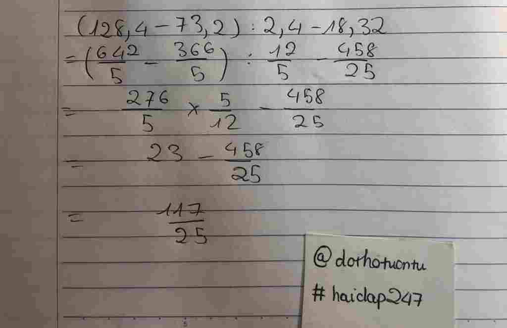 Toán Lớp 5: (128,4-73,2):2,4-18,32 8,64:(1,46 cộng 3,34) cộng 6,32 toan-lop-5-128-4-73-2-2-4-18-32-8-64-1-46-cong-3-34-cong-6-32