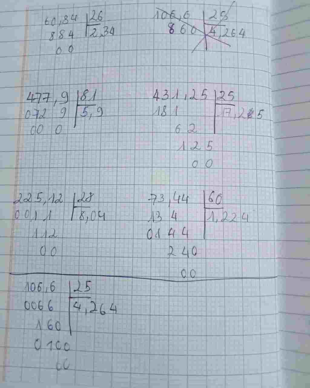 Toán Lớp 5: 60,84 : 26 106,6 : 25 477,9 : 81 431,25 : 25 225,12 : 28 73, 44 : 60 chi tiết toan-lop-5-60-84-26-106-6-25-477-9-81-431-25-25-225-12-28-73-44-60-chi-tiet