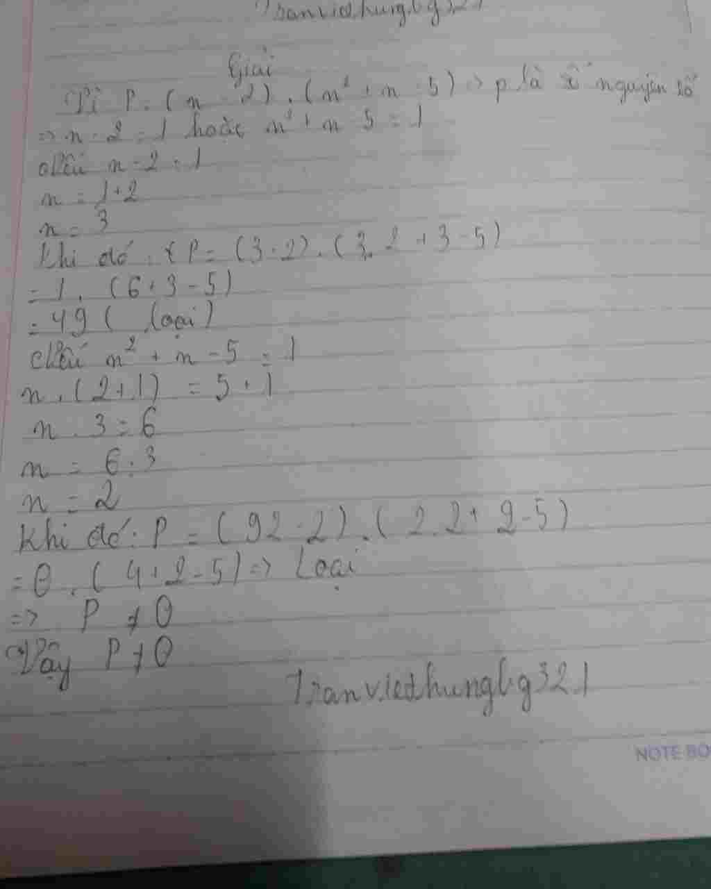 Toán Lớp 6: 1,tìm số tự nhiên n sao cho p=(n-2)(n^2 + n-5) là số nguyên tố toan-lop-6-1-tim-so-tu-nhien-n-sao-cho-p-n-2-n-2-n-5-la-so-nguyen-to