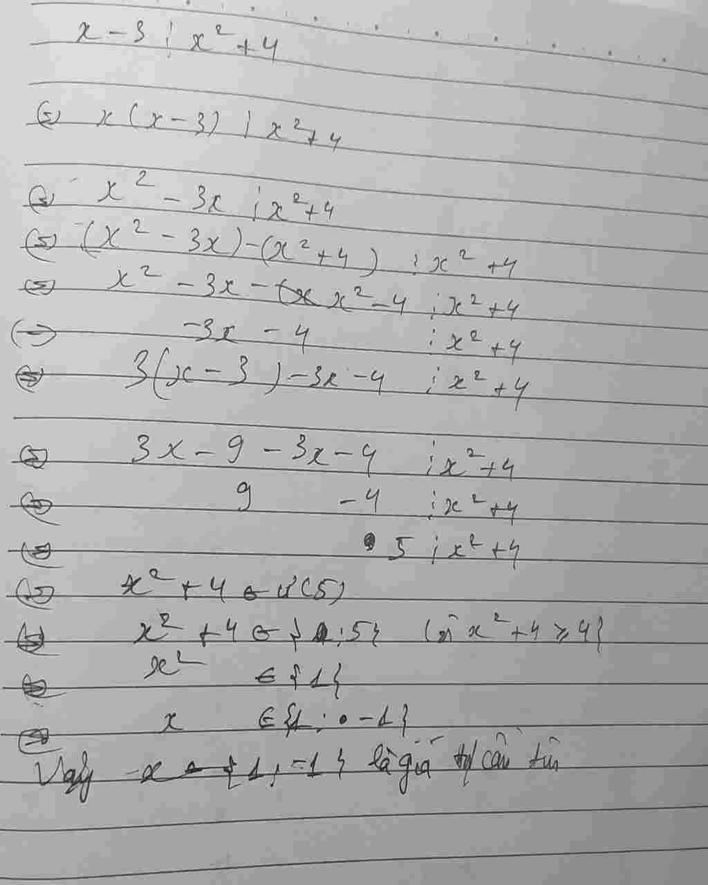Toán Lớp 6: x-3 là bội của x^2+4.Tìm số nguyên x toan-lop-6-3-la-boi-cua-2-4-tim-so-nguyen