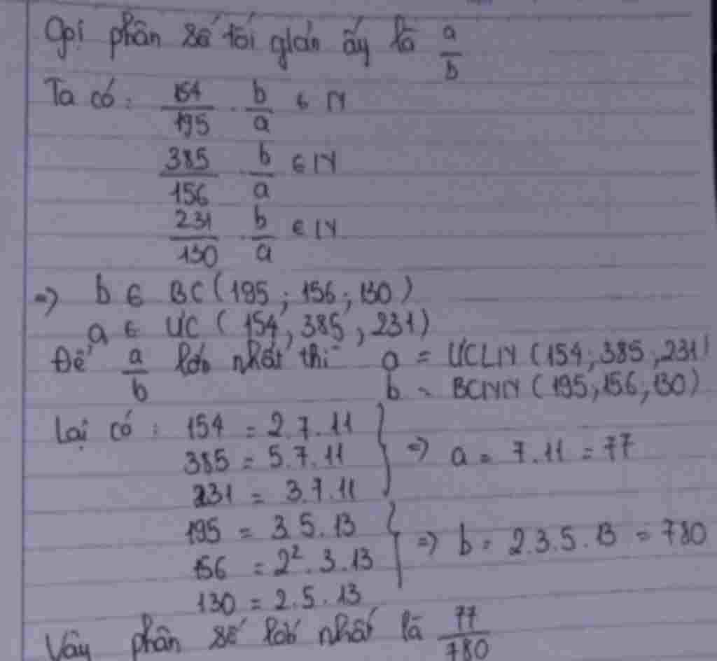 toan-lop-6-bai-20-tim-phan-so-lon-nhat-ma-khi-chia-cac-phan-so-231-130-154-195-385-156-cho-phan