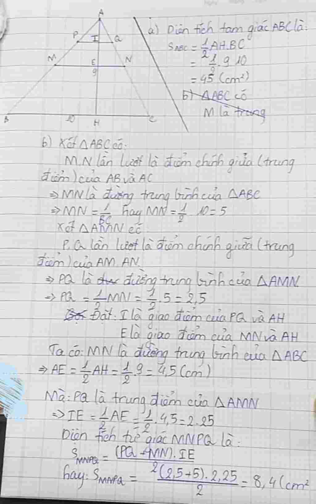 toan-lop-6-cho-tam-giac-abc-co-bc-10-cm-chieu-cao-ah-9-cm-a-tinh-dien-tich-tam-giac-abc-b-goi-m