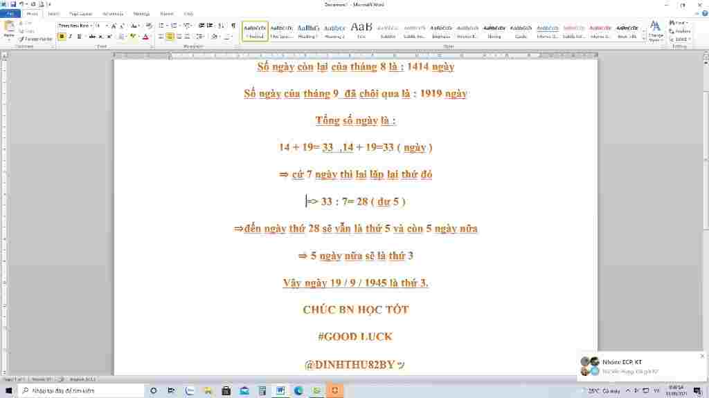 toan-lop-6-ngay-19-8-2021-vao-ngay-thu-5-tinh-em-ngay-19-9-1945-vao-thu-may-trong-tuan