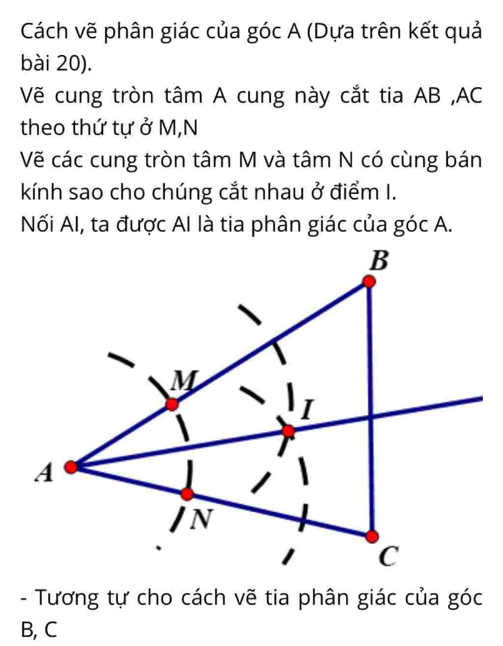 toan lop 7 21 cho 1 tam giac abc dung thuoc va com pa ve tia phan giac cua goc a b c toan-lop-7-21-cho-1-tam-giac-abc-dung-thuoc-va-com-pa-ve-tia-phan-giac-cua-goc-a-b-c