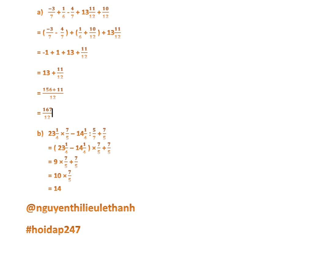toan-lop-7-a-frac-3-7-frac-1-6-frac-4-7-13-frac-11-12-frac-10-12-b-23-frac-1-4-frac-7-5-14-frac