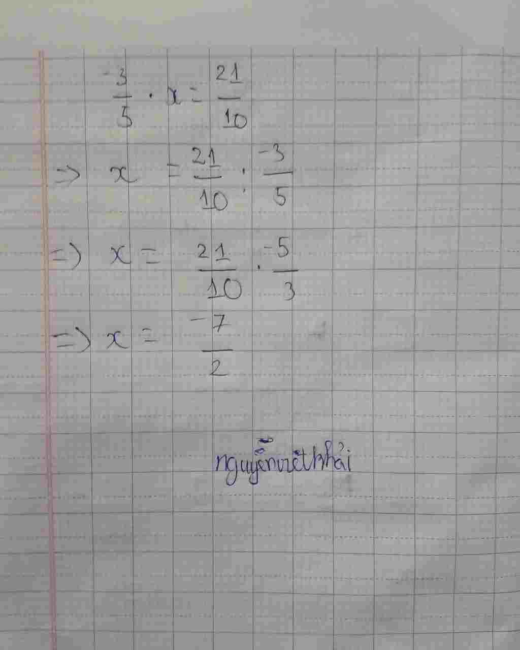 Toán Lớp 7: aaaaaaaaaaaaa $\frac{-3}{5}$x =$\frac{21}{10}$ toan-lop-7-aaaaaaaaaaaaa-frac-3-5-frac-21-10