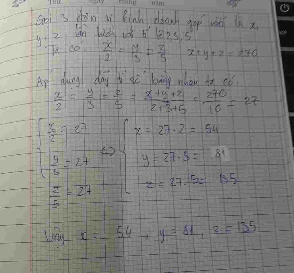 toan-lop-7-ba-don-vi-kinh-doanh-gop-von-theo-ti-le-2-3-5-hoi-moi-don-vi-duoc-chia-bao-nhieu-tien