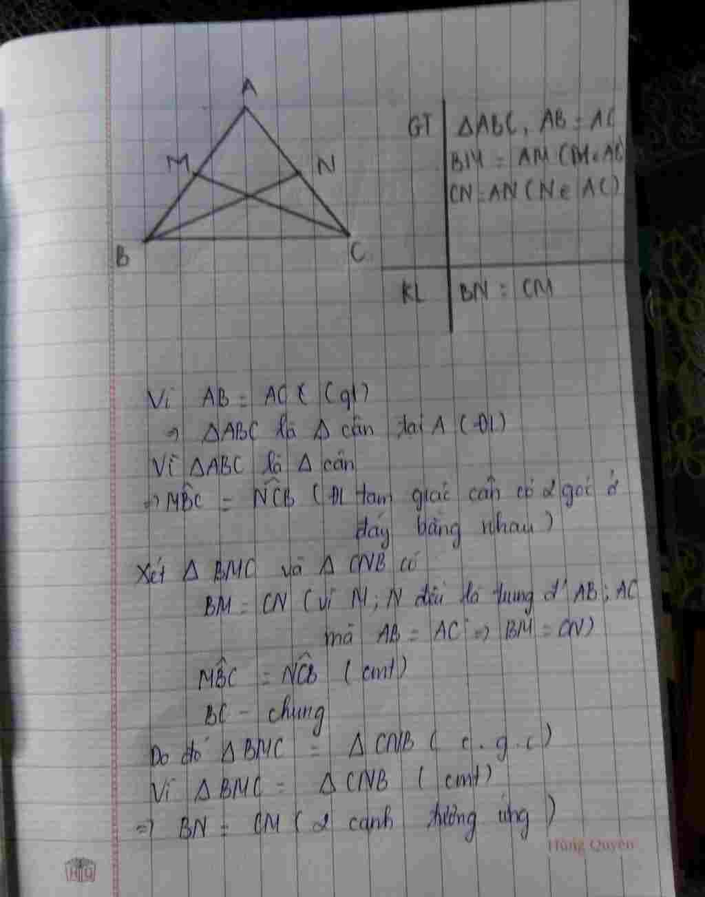 toan-lop-7-cho-tam-giac-abc-co-ab-ac-m-n-la-trung-diem-cua-ab-ac-cm-cm-bn