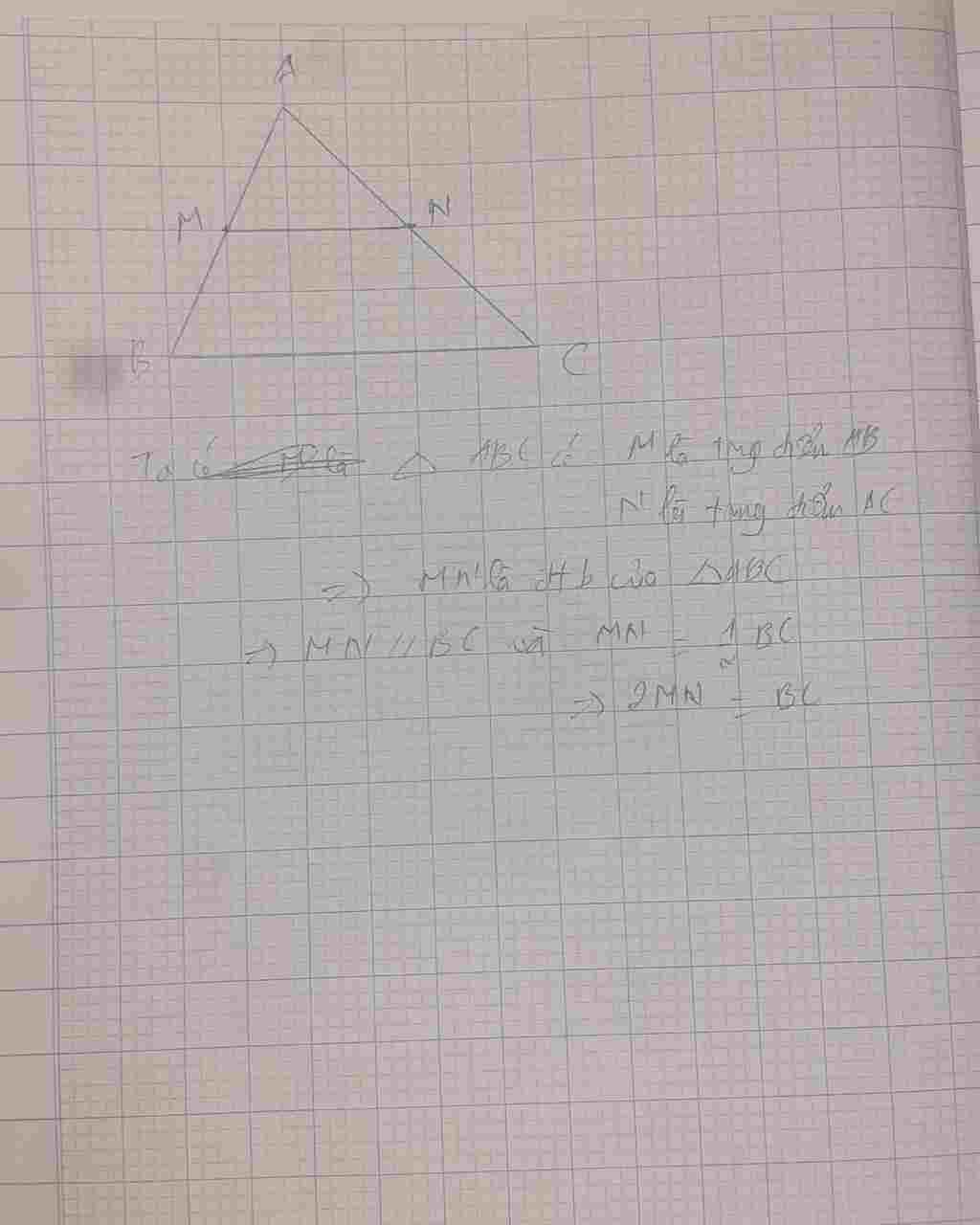 toan-lop-7-cho-tam-giac-abc-goi-m-n-la-trung-diem-cua-ab-ac-chung-minh-mn-song-song-bc-va-bc-2mn