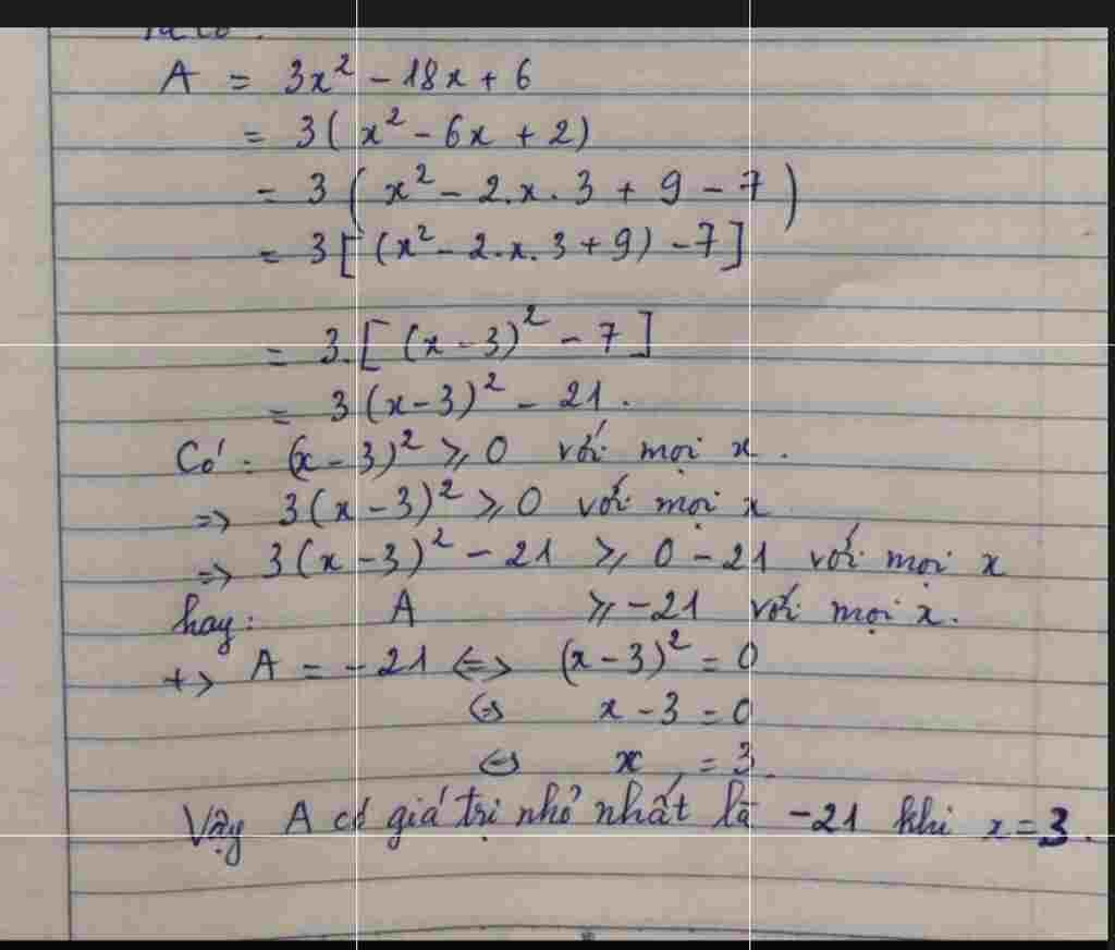 Toán Lớp 8: 1) Cho biểu thức: A = (2x - 3)2 - (x + 1)(x + 5) + 2 Rút gọn và tìm giá trị nhỏ nhất của A. 2) Cho B = n2 - 27n2 + 121. Tìm toan-lop-8-1-cho-bieu-thuc-a-2-3-2-1-5-2-rut-gon-va-tim-gia-tri-nho-nhat-cua-a-2-cho-b-n2-27n2-1