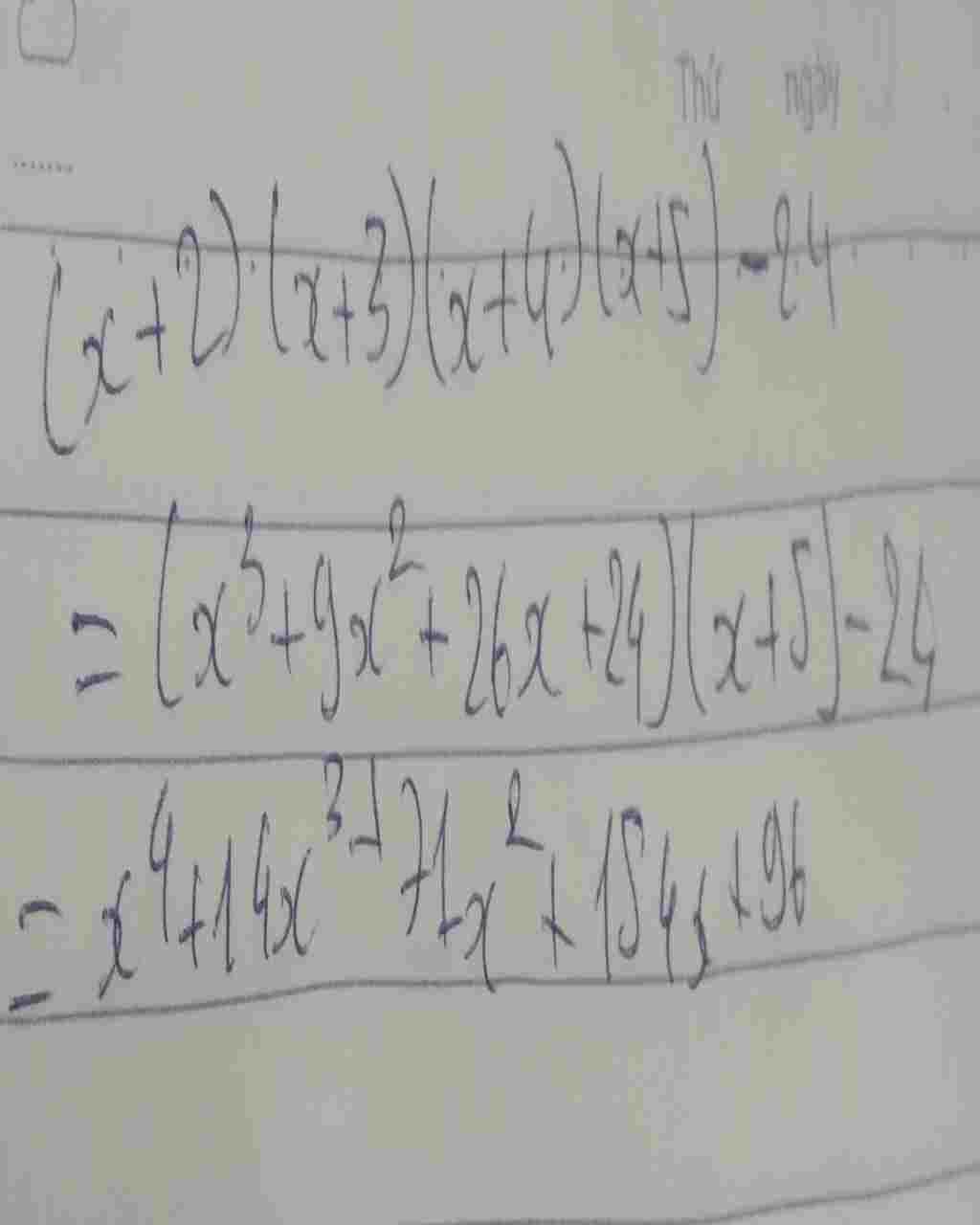 Toán Lớp 8: ( x+2) ( x+3 ) ( x+4 ) ( x+5) -24 toan-lop-8-2-3-4-5-24