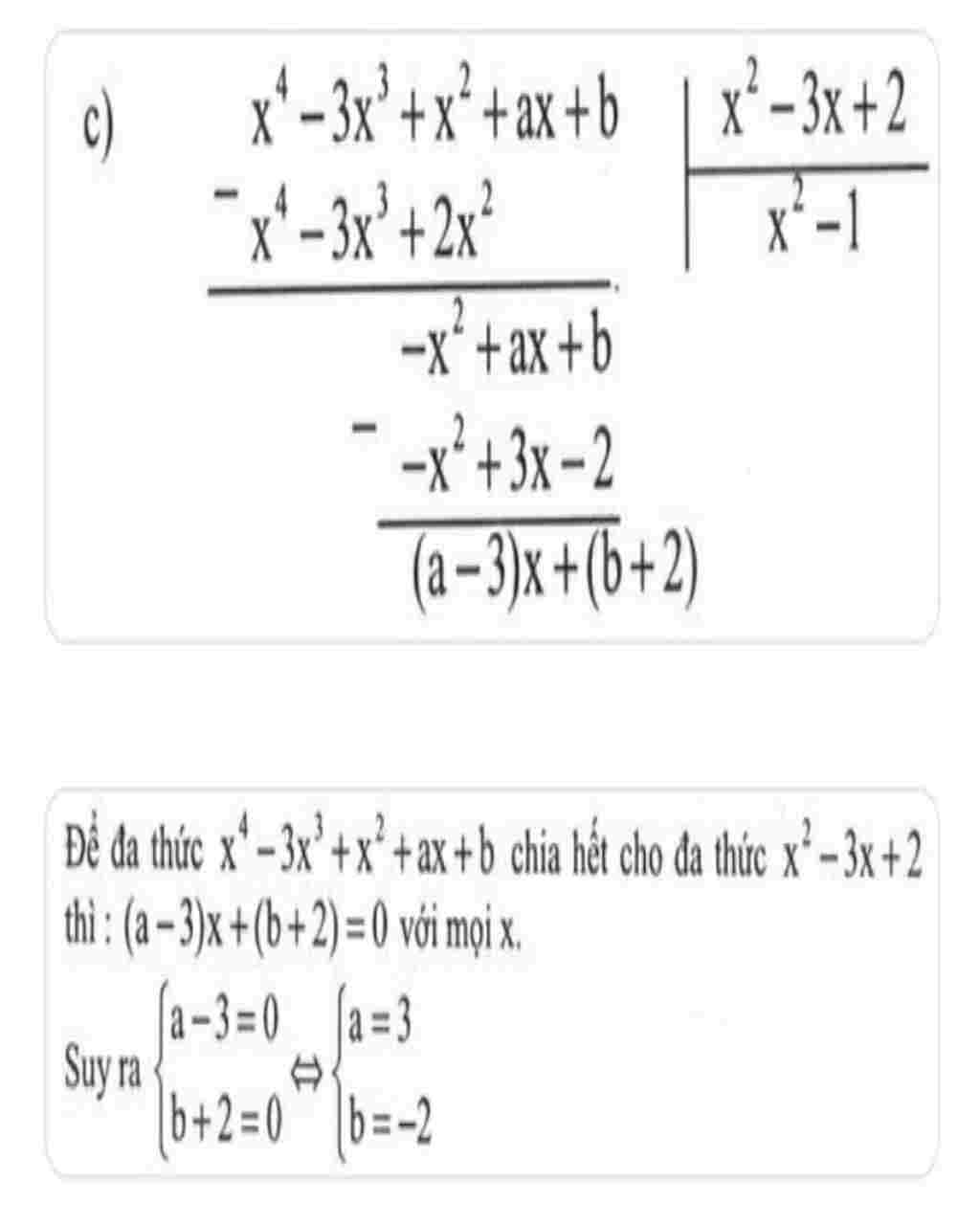 Toán Lớp 8: Xác định a,b để x^4-3x³+x²+ax+b chia hết cho x²-3x+2 toan-lop-8-ac-dinh-a-b-de-4-3-a-b-chia-het-cho-3-2