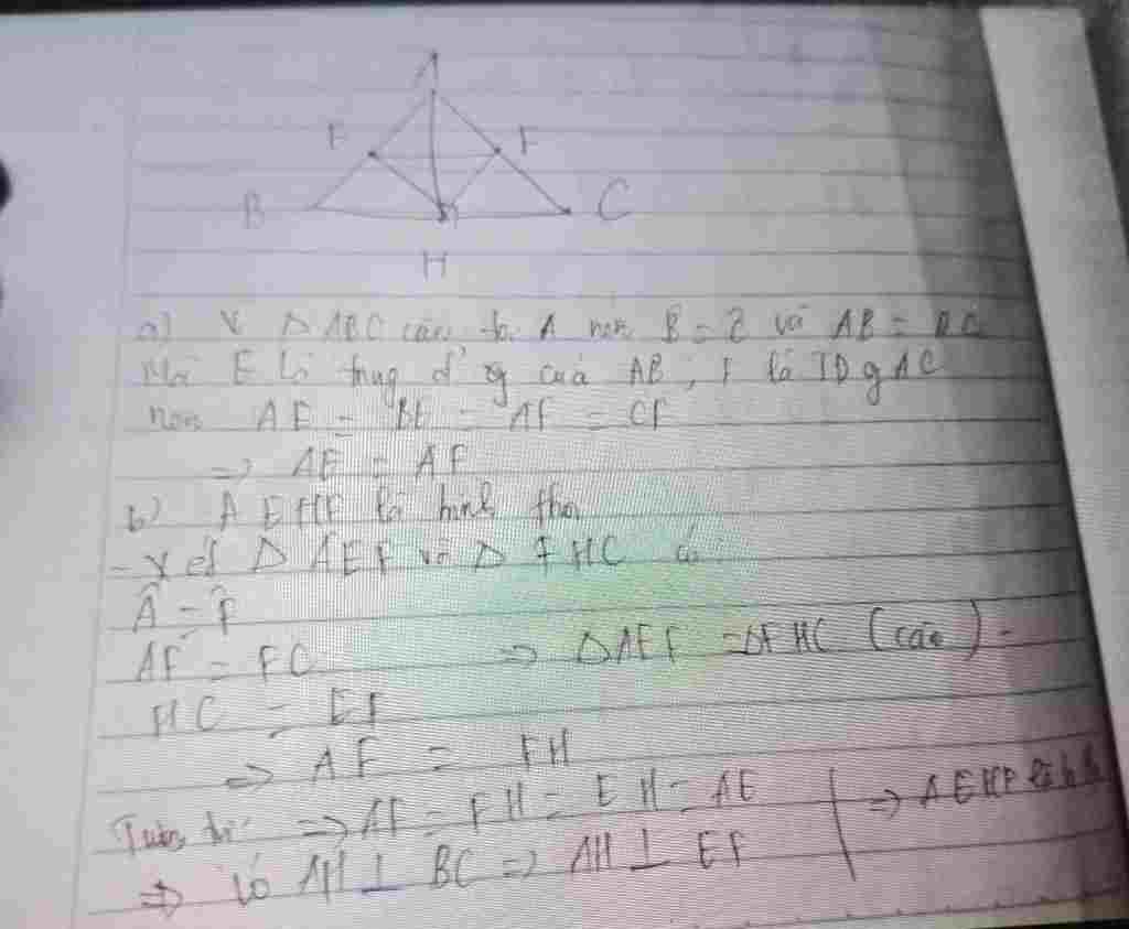 toan lop 8 bai 1 cho tam giac abc can tai a goi e f h lan luot la trung diem cua ab ac bc a chun toan-lop-8-bai-1-cho-tam-giac-abc-can-tai-a-goi-e-f-h-lan-luot-la-trung-diem-cua-ab-ac-bc-a-chun