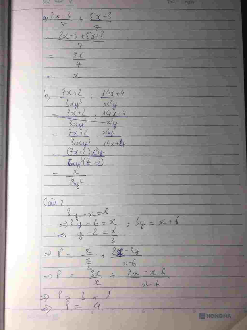 toan-lop-8-cau-1-a-frac-2-3-7-frac-5-3-7-b-frac-7-2-3y-3-frac-14-4-2-y-cau-2-cho-3y-6-tinh-gi