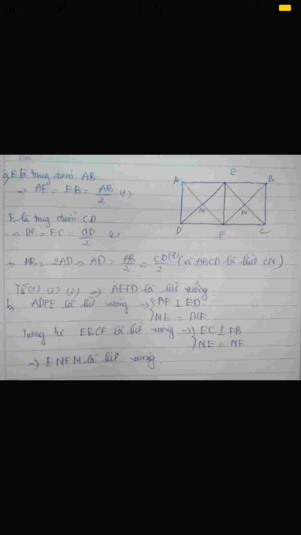 toan-lop-8-cho-hinh-chu-nhat-abcd-co-ab-2ad-goi-e-f-theo-thu-tu-la-trung-diem-cua-ab-cd-goi-m-la