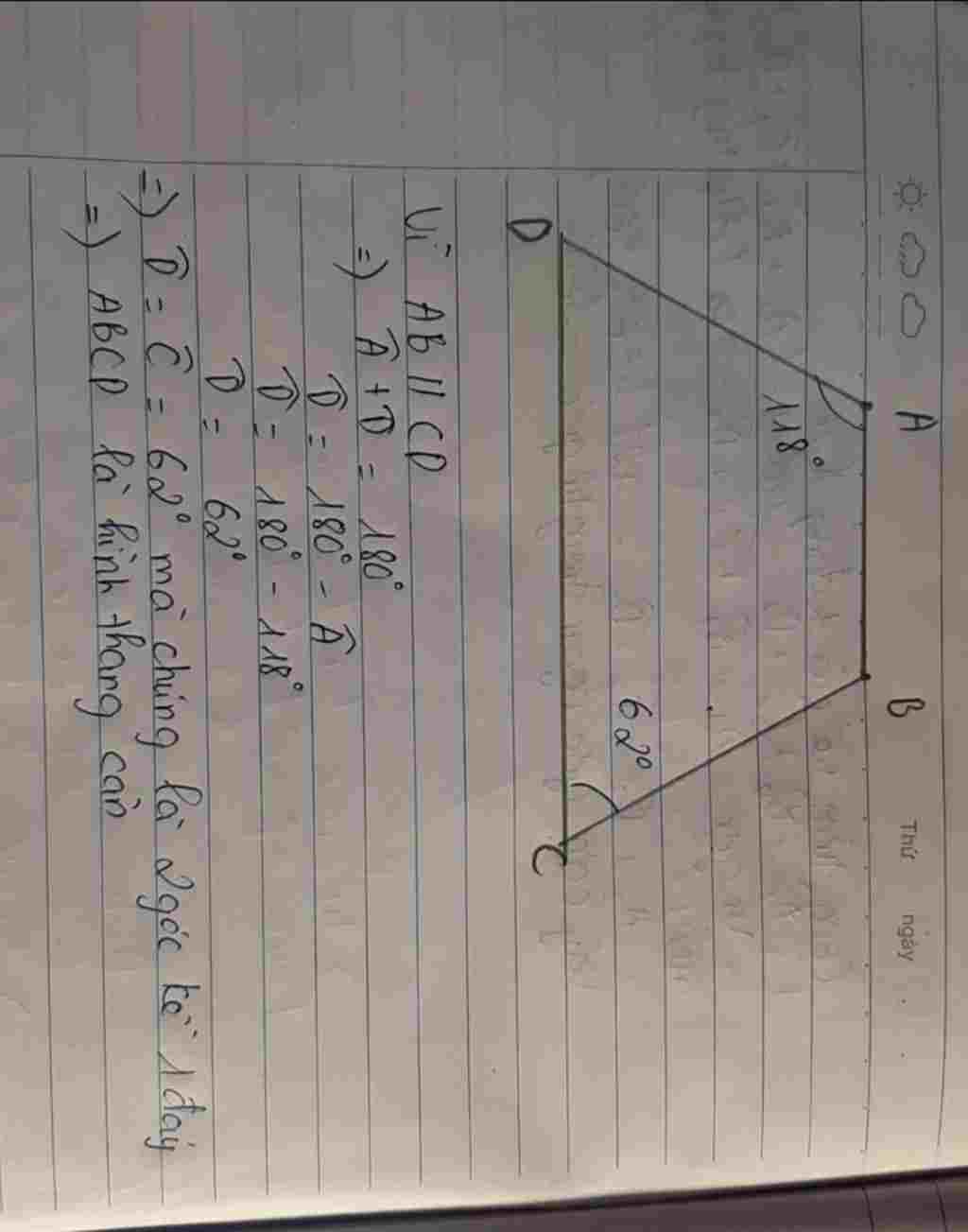 toan-lop-8-cho-hinh-thang-abcd-ab-cd-co-goc-a-118-do-goc-c-62-do-abcd-co-phai-la-hinh-thang-can