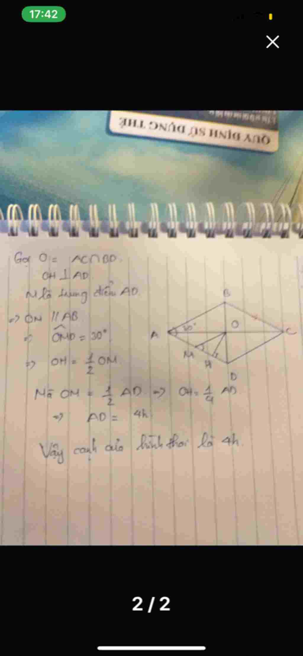 toan-lop-8-cho-hinh-thoi-abcd-co-1-goc-nhon-bang-30-0-khoang-cach-tu-giao-diem-cua-2-duong-cheo