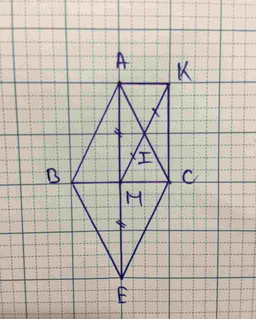 Toán Lớp 8: Cho tam giác ABC cân tại A,trung tuyến AM.Gọi I là trung điểm AC.K đối xứng M qua I a)AMCK là hình gì.vì sao? b)AKMB là hình gì.vì sao toan-lop-8-cho-tam-giac-abc-can-tai-a-trung-tuyen-am-goi-i-la-trung-diem-ac-k-doi-ung-m-qua-i-a