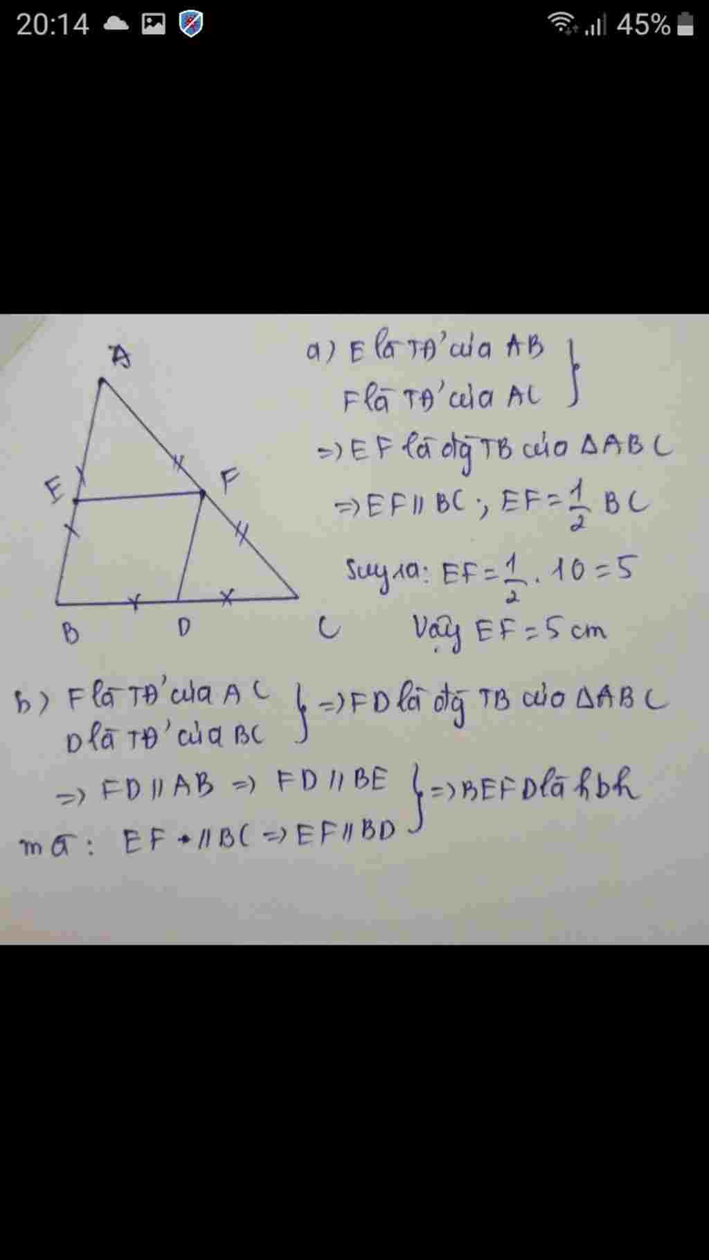 toan-lop-8-cho-tam-giac-abc-goi-k-l-m-lan-luot-la-trung-diem-cua-ab-bc-ac-a-tinh-do-dai-doan-km