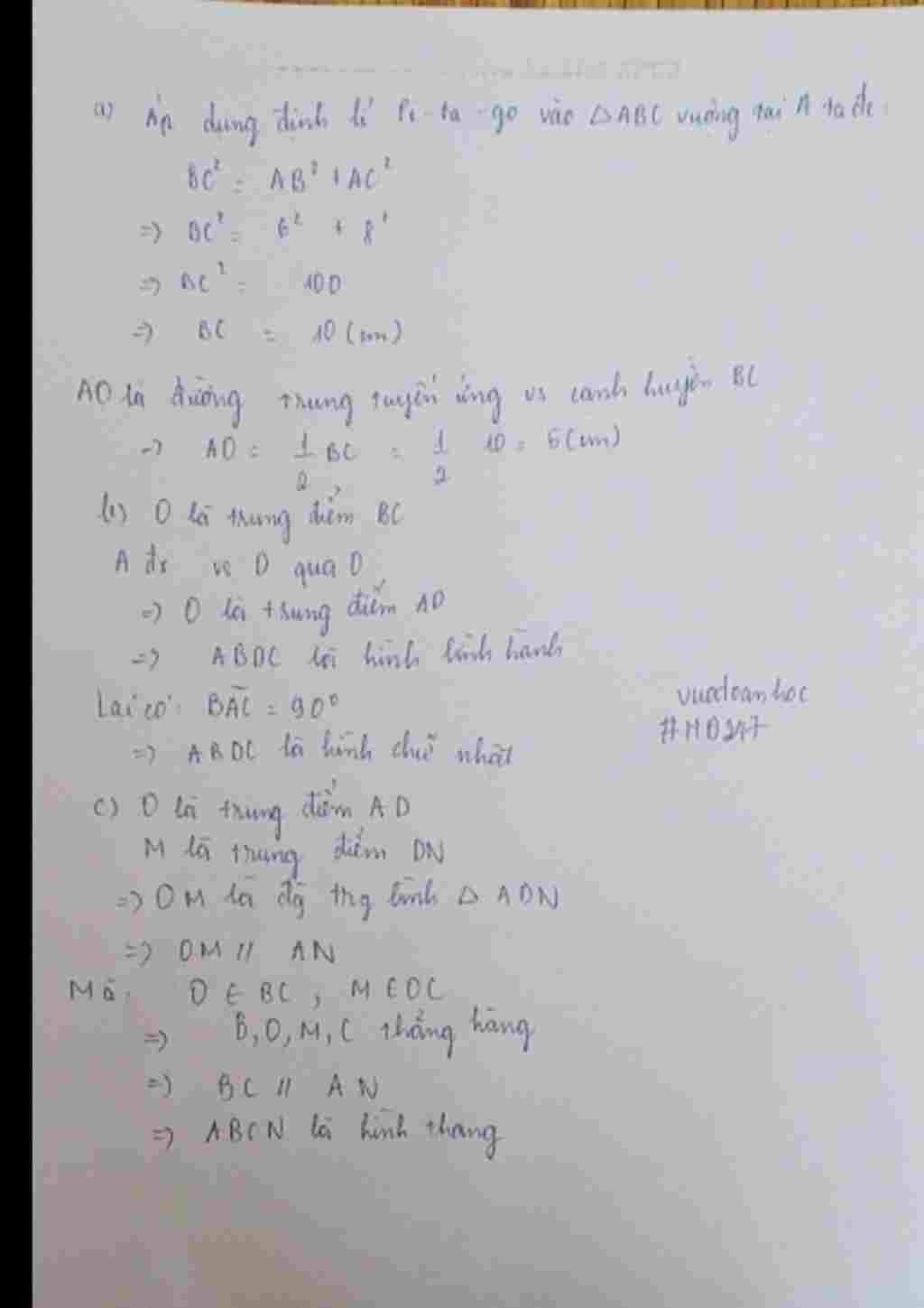 toan-lop-8-cho-tam-giac-abc-vuong-tai-a-co-ab-6cm-ac-8cm-lay-o-la-trung-diem-cua-bc-a-tinh-bc-ao